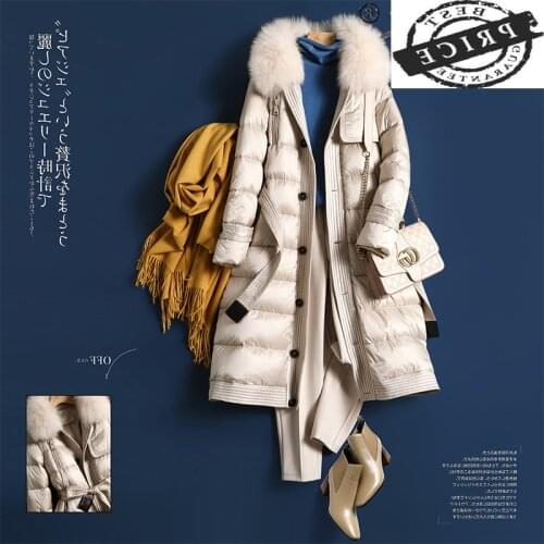2021 Womens Down Jacket Korean 20% White Duck Down Coat Female Warm Thick Parkas Woman Fox Fur Collar Abrigo Mujer a3 LW