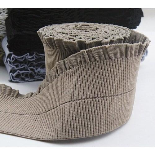6CM wide ribbed webbing elastic edging belt folded in half Garment accessories elastic band black and white gray beige