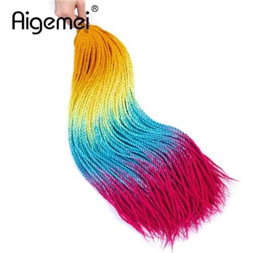 Aigemei Synthetic Senegalese Twist Crochet Braids 24 inch Ombre Braiding Hair Extensions 100G/PC For Women
