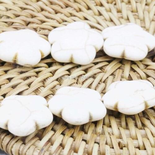 20mm Accessories Jewelry White Flowers Turkey Stone DIY Loose Beads Stone Accessory Parts DIY Howlite Stripe Women Gifts Gems