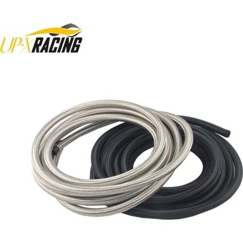 AN4 auto nylon stainless double braided hose black fuel oil gas hose fitting oil cooler fitting hose