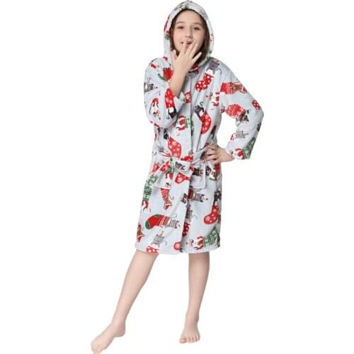 Kids Bath Robes Christmas Hoodie Bathrobe Nightgowns Children Bathrobe For Girls Pyjamas Baby Sleepwear Boys Sleepwears Pajama