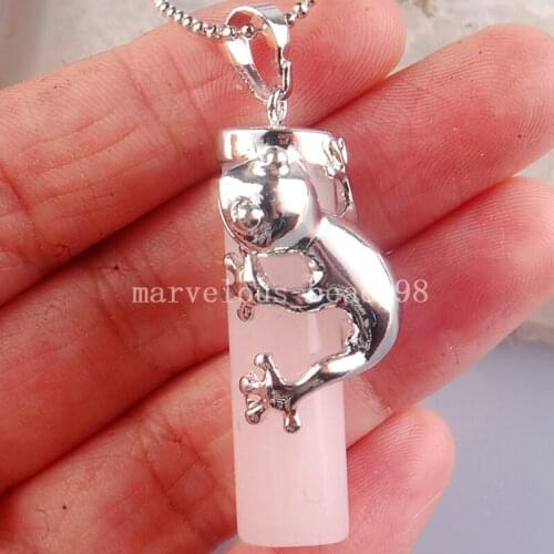 Free shipping Fashion Jewelry Pink Crystal Frog hold column Women MenPendant Bead with chain MC3870