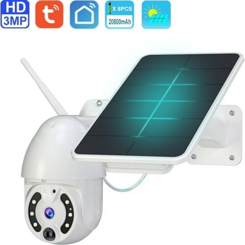 Tuya Wireless Solar Camera 3MP HD IP Camera Wifi Outdoor IP66 20800mAh Night Home Audio Video Surveillance Home Security Camera