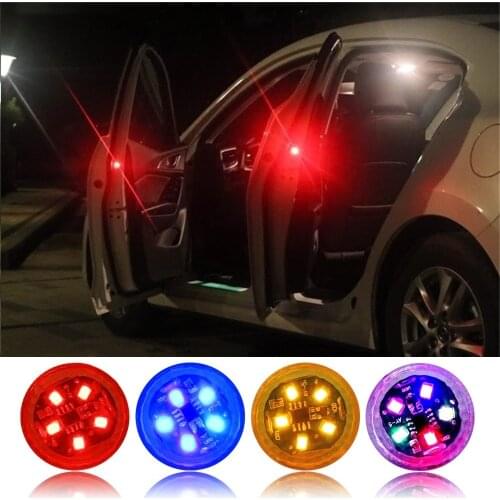Universal LED Car Door Safety Warning Anti-collision Lights 5 LEDs Wireless Magnetic Induction Strobe Safety Alarm Light