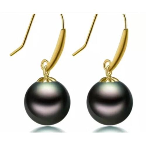 >>>>noble jewelry 18k 9-10 MM natural SouthSea akoya Pearls earrings
