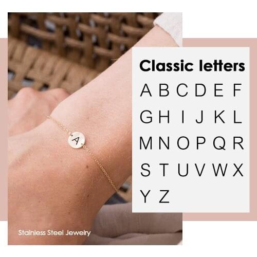 Visunion Minimalist Alphabet Bracelet 316L Stainless Steel Custom Engraved Pendant Necklace Female Best Friends Gift Jewelry
