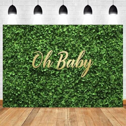 Oh Baby Green Leaves Wall Backdrop 7x5FT Spring Nature Lawn Safari Outdoorsy Grass Photography Background Birthday Boy Girl Baby