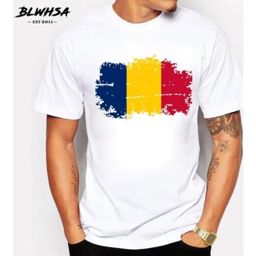 BLWHSA Chad Flag T shirt Men Fashion Short Sleeve 100% Cotton Cool T-shirts Summer Chad National Flag Hip Hop Tops Tees