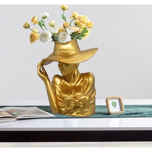 Art girl creative vase decoration ornaments hydroponic flower bottle dry vase home living room dining table art statue