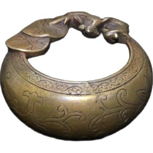 Chinese Old Copper Collection Pure Copper Round Ashtray