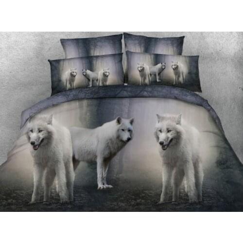 3D Wolf Bedding sets quilt duvet cover bed in a bag sheet linen bedspread Animal print California King Queen size full twin 4PCS