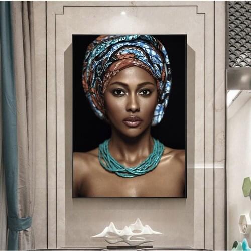 Beauty Girl Art African Art Woman Oil Painting on Canvas Painting Posters and Prints Quadros Wall Art for Living Room Home Decor