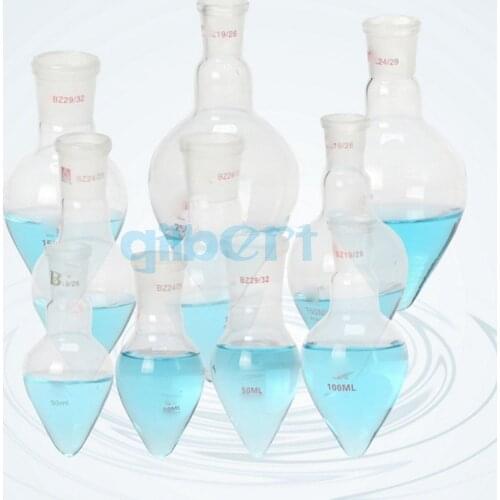 25ml Single Neck Socket 19/26 Joint Pear Shape Glass Boiling Flask Labware