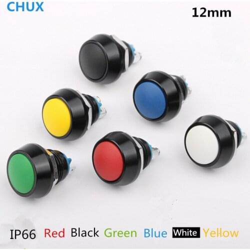 CHUX Metal Push-button Switch 12mm Momentary screw foot and welding foot with red yellow blue green white 3-220v Led Switch