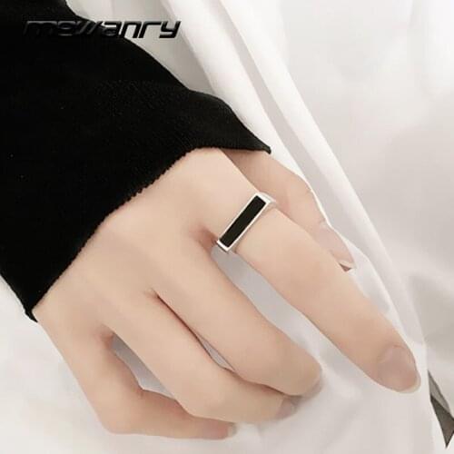 Mewanry 925 Sterling Silver Rings 2021 Trend Punk Vintage Couples Black Geometric Girls Party Jewelry Birthday Gifts Wholesale