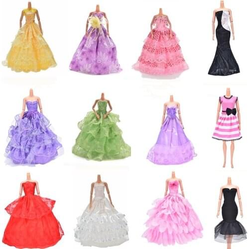 1PC Multi Layers Summer Handmade Doll Princess Dress or Shoes Clothing Floor Length Party Wedding Dress For Accessories