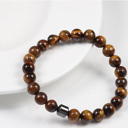Men Charms Beaded Bracelet Lucky Natural Stone 8mm Matte Black Classic Beads Bracelets&Bangles Fashion Yoga Jewelry Accessories
