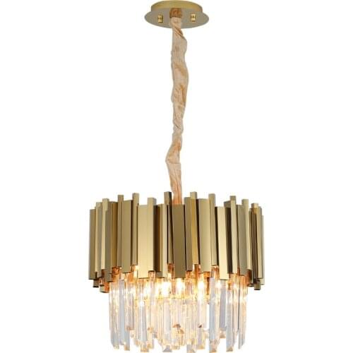 New Fashion Polished Stainless Steel K9 Crystal Chandelier Lighting Modern Living Room Round Crystal Chandeliers Luxury Lamp