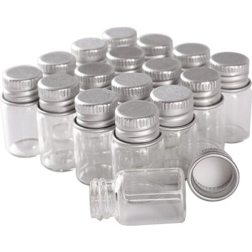Wholesale 100 pieces 2ml 16*26mm Glass Bottles with Aluminum Caps Mini Glass Bottles Tiny Jars Vials
