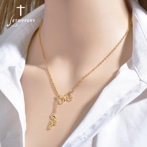 Letdiffery Personlized Name Necklaces for Women Stainless Steel Adjustable Butterfly Custom Necklace Wedding Jewelry Femme