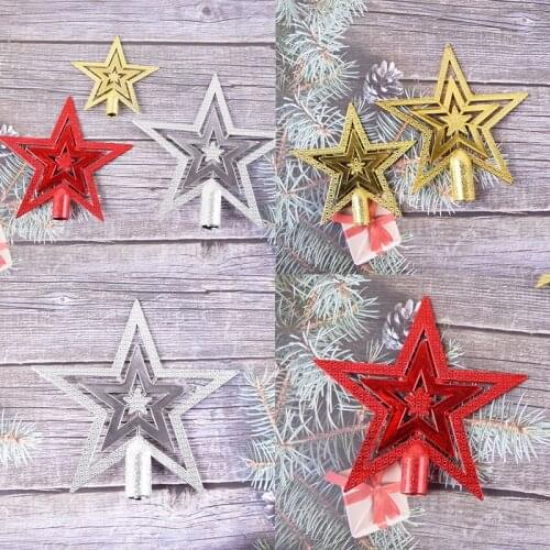Christmas Tree Top Star Glitter Christmas Decor Christmas Tree Topper Top Star Five-pointed Star Ornament Xmas Party New Year