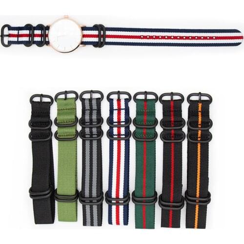 Sport Casual Wristband 18MM 20MM 22MM 24MM Watch Replacement Strap for NATO ZULU Wristwatch with Black Ring Buckle