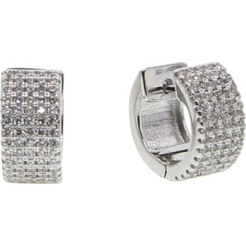 USA Romantic Jewelry 2018 wholesale 12mm tiny circle silver plated gold colors 100% AAA zirconia clip on circle silver earring