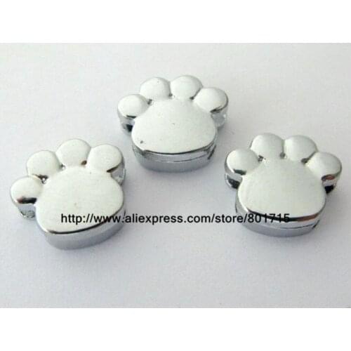 As gift wholesales price list 50pcs paw Internal Dia.8mm slide Charms can through 8mm Belt solid Zinc alloy
