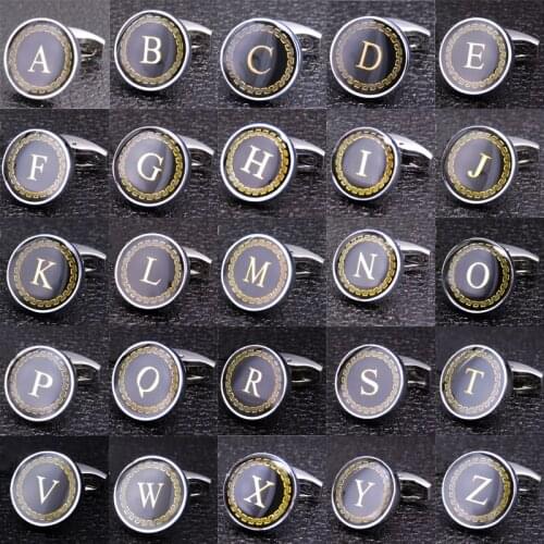 AS High quality gold flower round letter Cufflinks brand new copper smooth PLATED CUFFLINKS mens Wedding Shirt Badge Pin