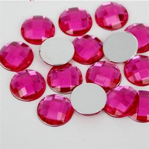 6-30MM DIY Bling Hot Pink Round Lattice Faceted Acrylic Rhinestones Flatback Acrylic Stone for Hand Craft Art Decoration