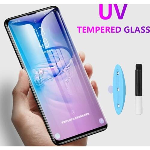 UV Full Glue Tempered Glass for Samsung S8 S9 S10 Plus S10E Lite Screen Protector for Galaxy Note 10 pro 8 9 S7 Edge UV liquid