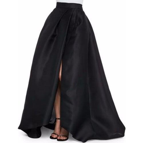 Sexy Split Black Long Skirt for Women Floor Length High Waist Formal Party Skirts Real Photos Vintage Adult Skirt All the season