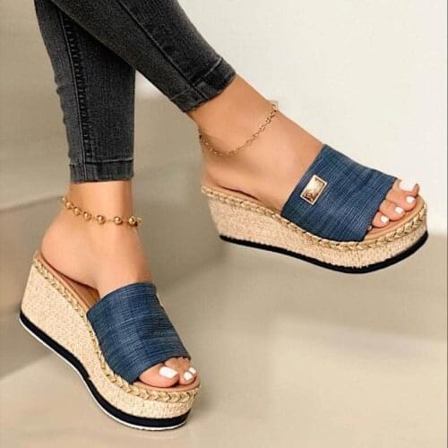2021 Womens Sneaker Wedges Hemp Casual Platform Sandals Comfortable Fashion Platform shoes Large size
