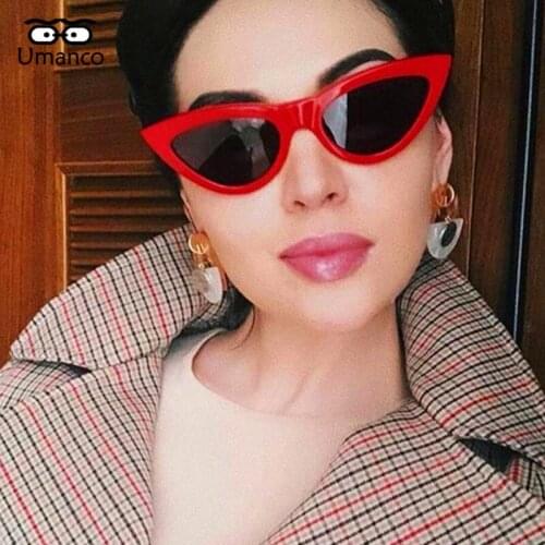 Umanco 2021 New Street Shot Retro Triangle Cat Eye Sunglasses Shades For Women Fashion Glasses Brand Designer Travel Gifts
