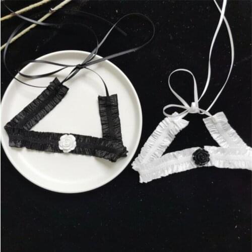 Gothic Black White Rose Flower Women Lace Choker Women Daily Necklace Jewerly D932