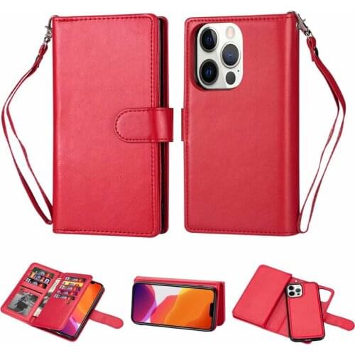 10pcs/lot Ultra-thin 9 Card Wallet Leather Removable Detachable Card Flip phone Case for phone 12/12Pro max /13/ 13Pro/13Pro MAX