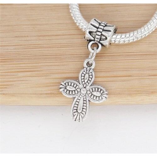 Classic beads 25pcs/lot cross charms fit bracelet diy jewelry making