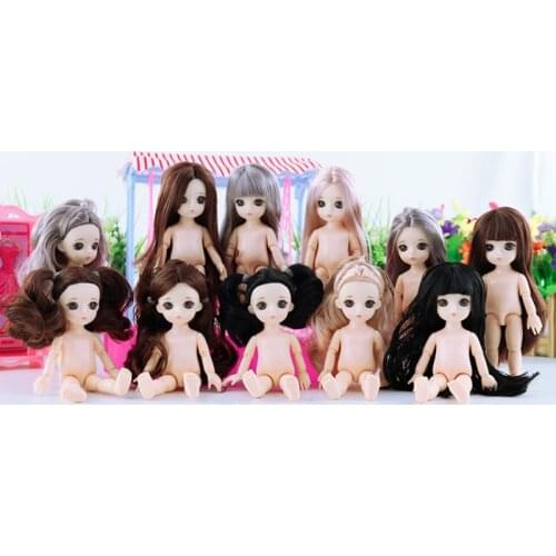 16 Cm Fashion Big-eyed Doll Girl Toy 1/6 BJD Doll Body Makeup 3D Eyes Beautiful Princess Baby Girl Doll Plastic DIY Girl Toy