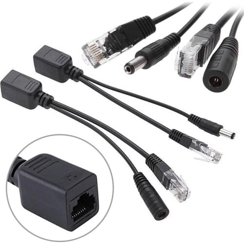 2PCS POE Cable Passive Power Over Ethernet Adapter Cable POE Splitter RJ45 Injector Power Supply Module 12-48V For IP Camea