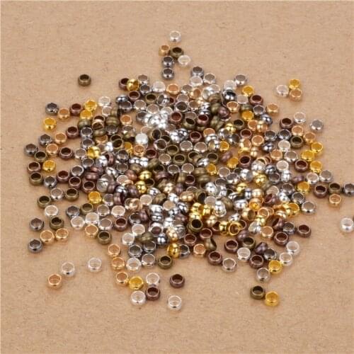 200pcs/lot 2/2.5/3/3.5/4mm silver gold bronze rhodium crimp beads copper jewely finding crimp end beads making for jewelry