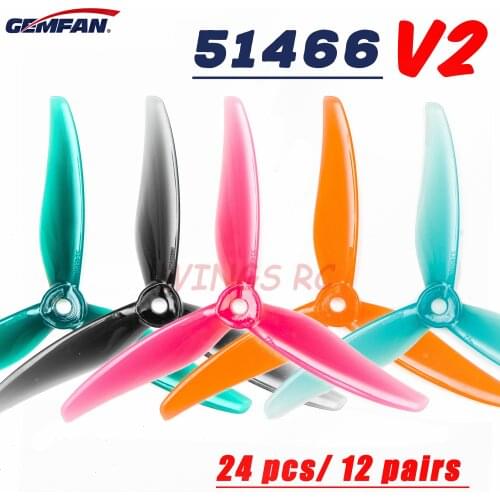 24 pcs/ 12 pairs Gemfan 51466 5inch 3 blade/ tri-blade Propeller Props CW CCW Brushless motor FPV Propeller for FPV Racing drone