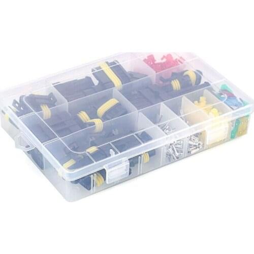 240Pcs AMP Tyco Waterproof 12V Electrical Wire Connector Sets Kits With Crimp Terminal And Car Fuse Small Medium Size