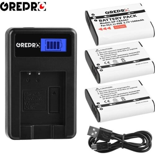 3pc Li-90B Li-92B Li90B Li 90B Battery + LCD Charger for Olympus Tough SH-1 SH-2 SH-50 his SH-60 SP-100 HIS TG-1 his TG-3 TG-4