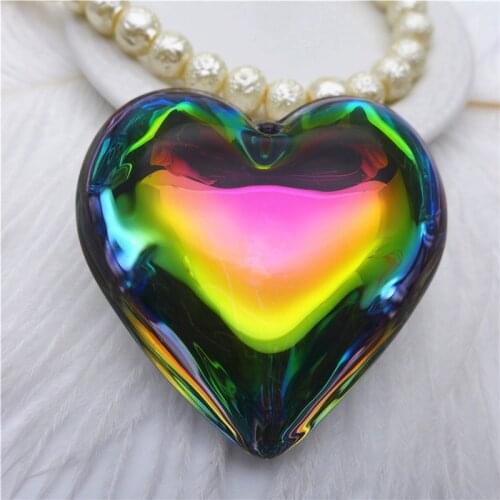 50mm rainbow/metallic green/heart/love/peach shape chandelier pendants DIY accessories k9 glass drops findings curtain 5pcs PN32