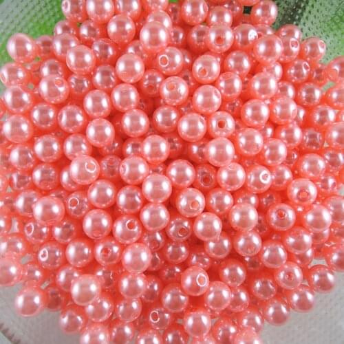 5 Sizes Pick 6mm 8mm 10mm 12mm 14mm Peach red ABS Imitation Pearl Beads Wholesale Round Making Jewelry DIY Hole Beads AS-16