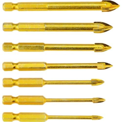 7Pcs hexagonal tile drill bit glass ceramic concrete hole opener carbide drill bit size 3/4/5/6/8/10/12MM power tool accessories