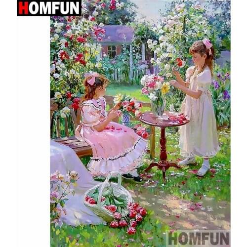 HOMFUN Full Square/Round Drill 5D DIY Diamond Painting "Beauty oil painting"3D Diamond Embroidery Cross Stitch Home Decor A20125