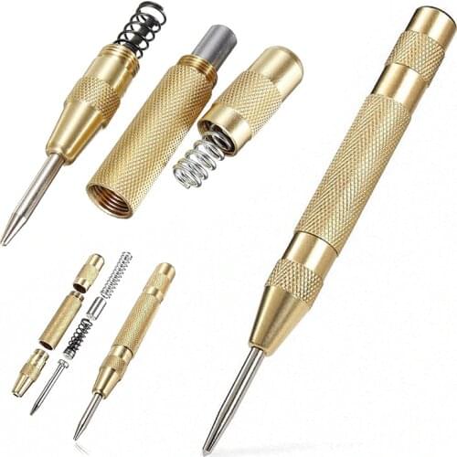 5'' Automatic Center Pin Punch Spring Loaded Marking Starting Hole Tool Gold High Quality