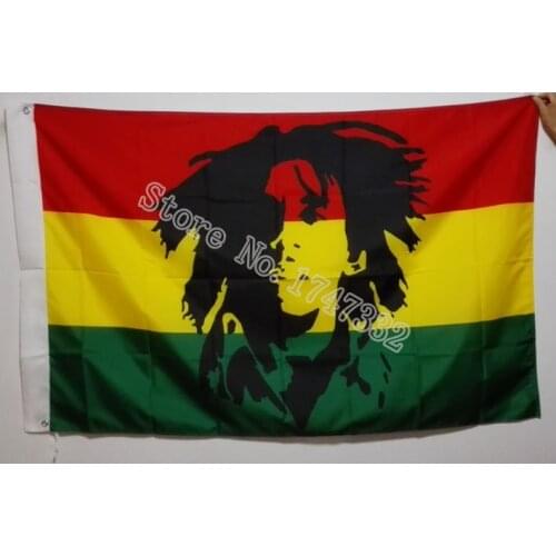 Bob Marley Jamaica Rasta Flag hot sell goods 3X5FT 150X90CM Banner brass metal holes